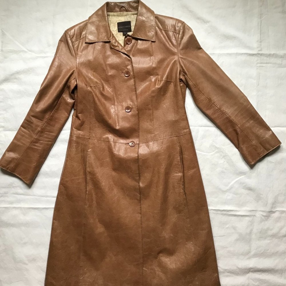 Leather coat - natural tan